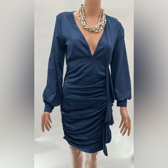 Midnight Blue Rouched Dress (NWOT) M - Picture 8 of 10